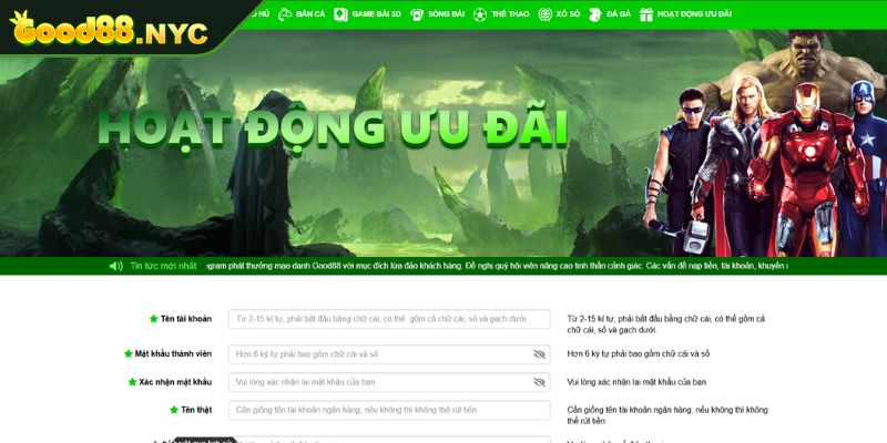 Khuyến Mãi GOOD88 | Mở Ra Cơ Hội Vàng Cho Mọi Người Chơi 1 Đăng ký tài khoản nhận ưu đãi GOOD88