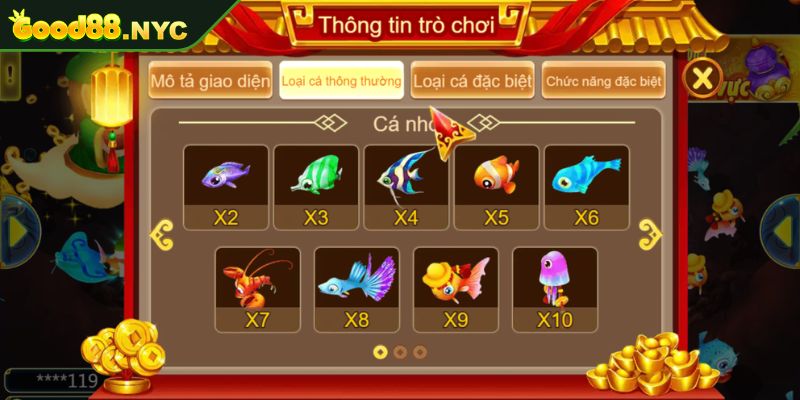 Tam Tiên Bắn Cá Tựa Game Đổi Thưởng Hot Nhất Tại Good88 2 Các loại cá trong trò chơi